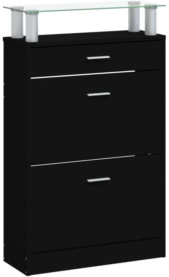 Spintelė batams, juodos spalvos, 63x24x104cm, apdirbta mediena