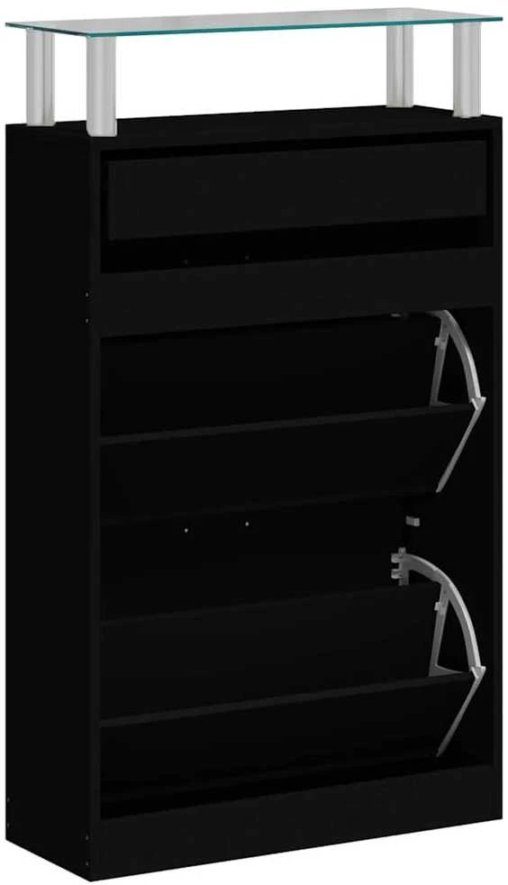 Spintelė batams, juodos spalvos, 63x24x104cm, apdirbta mediena