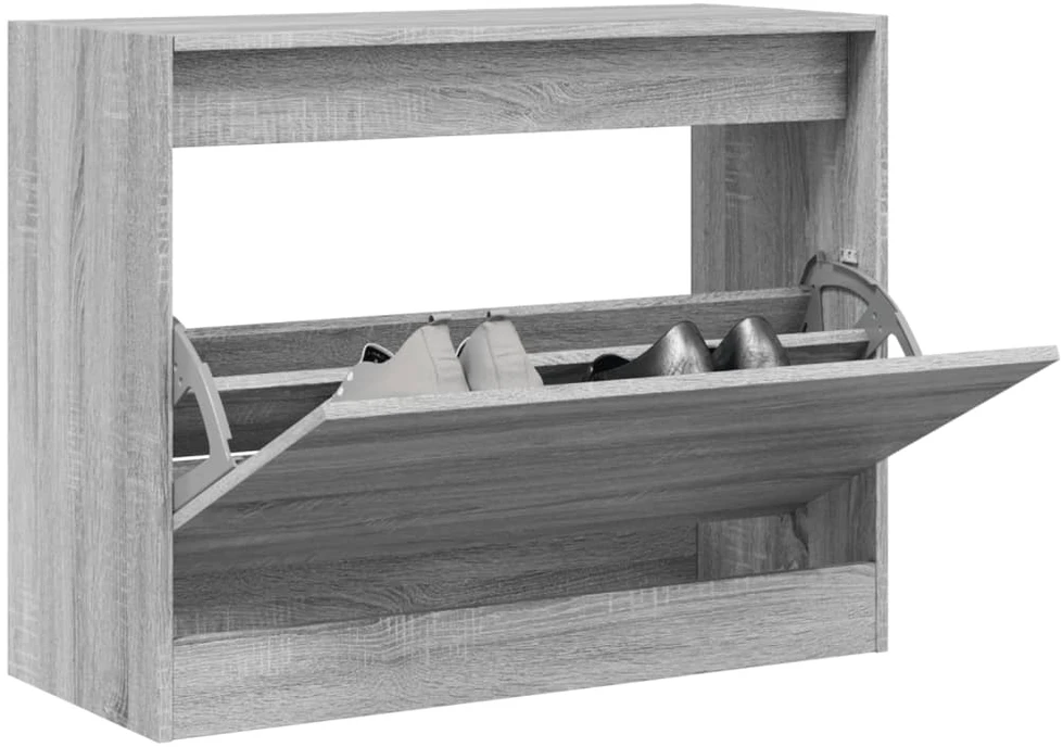 Spintelė batams, pilka ąžuolo, 80x34x63cm, apdirbta mediena