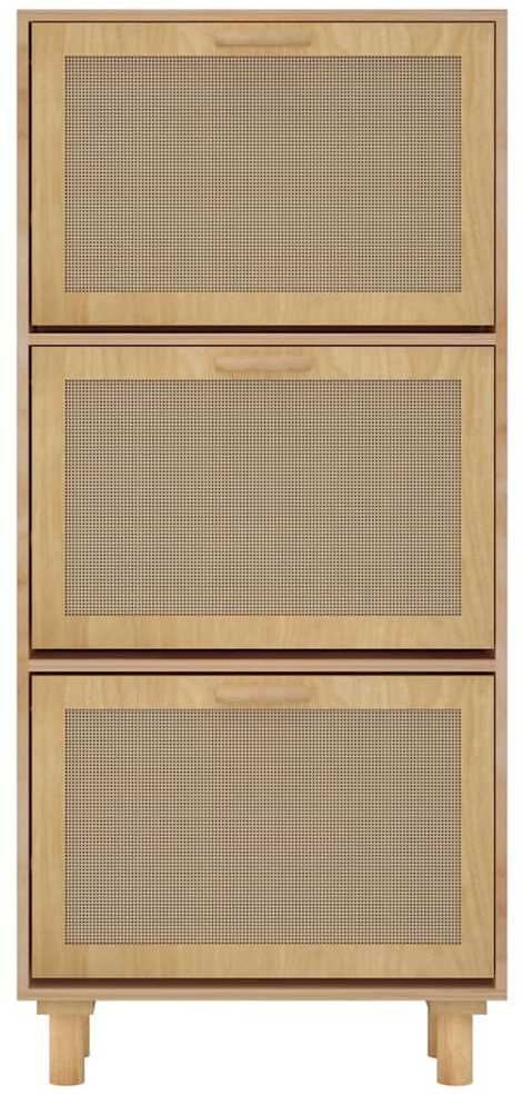 Spintelė batams, rudos spalvos, 52x25x115cm, mediena/ratanas