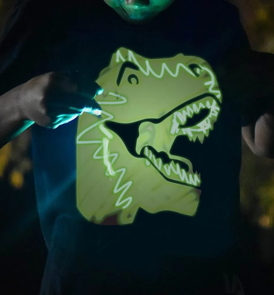 Splat Planet šviečiantys tamsoje marškinėliai, Dinozauras, Dydis: 5 - 6 metai