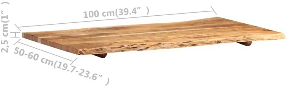 Stalviršis, 100x(50-60)x2,5cm, akacijos medienos masyvas