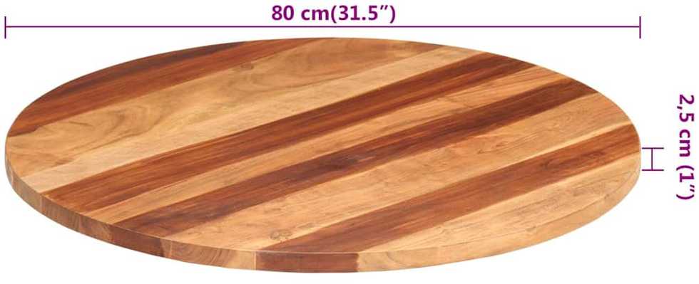 Stalviršis, 80cm, akacijos medienos masyvas, apskritas, 25–27mm