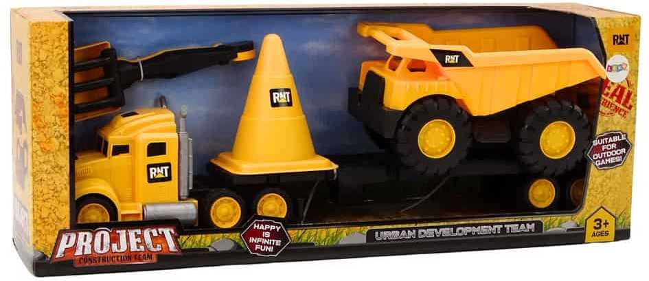 Lean Toys Vaikiškas Statybinių Mašinų Rinkinys su Savivarčiu ir Vilkiku