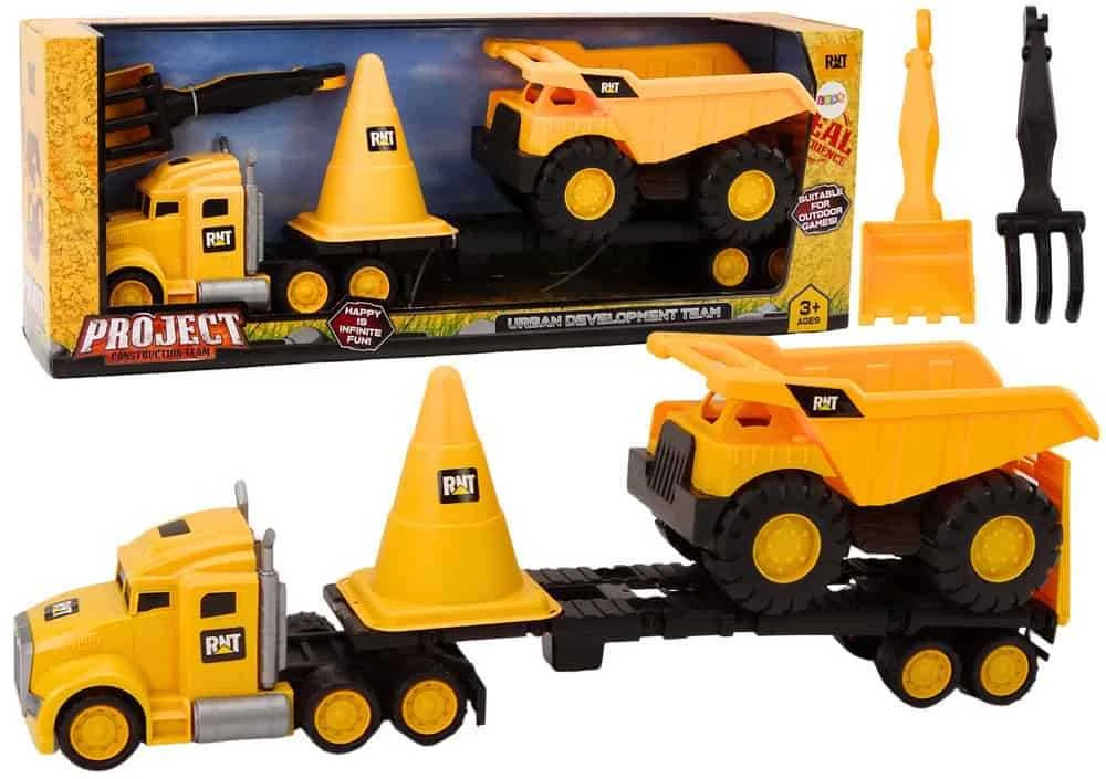 Lean Toys Vaikiškas Statybinių Mašinų Rinkinys su Savivarčiu ir Vilkiku