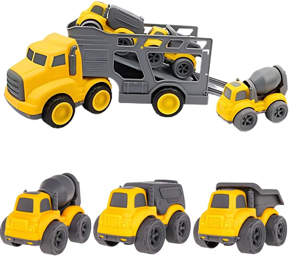 WOOPIE 53934 Vilkikas + 3 statybinių transporto priemonių komplektas
