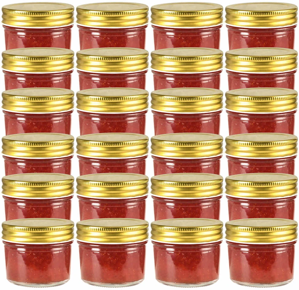Stikl. stiklainiai uog. su auksiniais dangt., 24vnt., 110ml