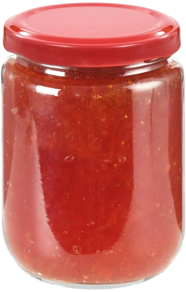 Stikl. stiklainiai uogienei su raud. sp. dangt., 48vnt., 230ml