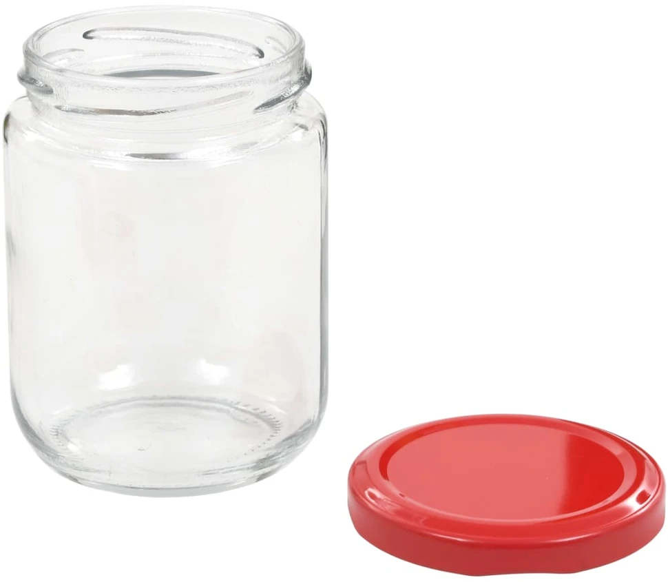 Stikl. stiklainiai uogienei su raud. sp. dangt., 48vnt., 230ml