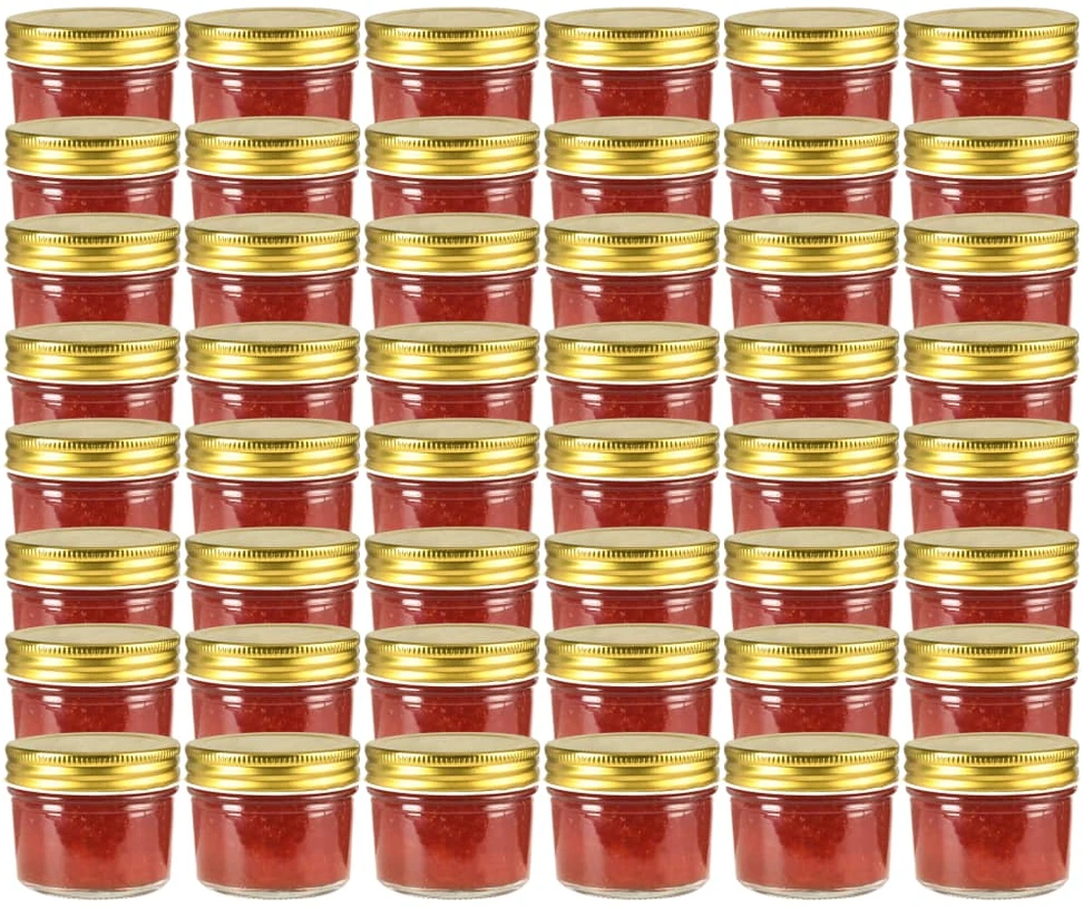 Stiklainiai uogienėms su auksiniais dangteliais, 48vnt., 110ml