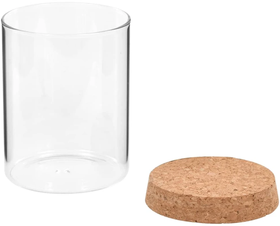 Stikliniai indai su kamštiniais dangteliais, 6vnt., 650ml