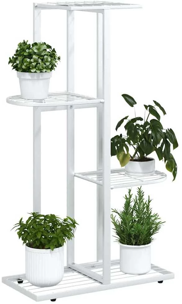 Stovas augalams, 4 lentynos, baltas, 43x22x76cm, metalas