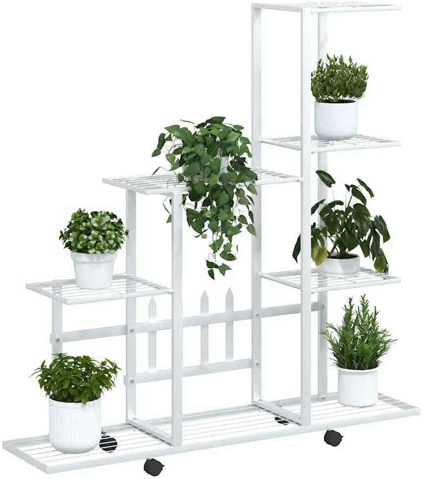 Stovas augalams su ratukais, baltas, 94,5x25x92,5cm, metalas