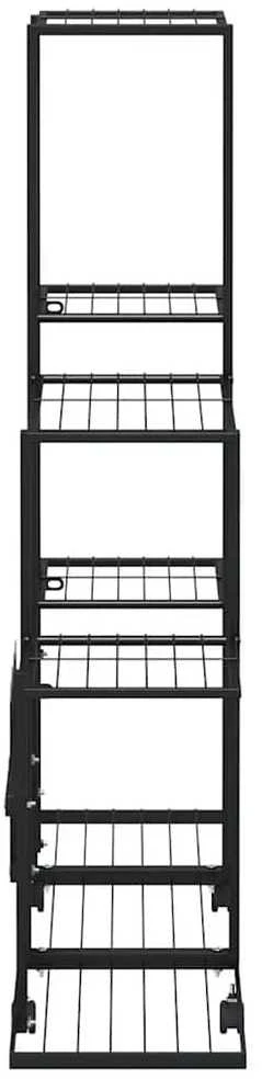 Stovas augalams su ratukais, juodas, 94,5x25x92,5cm, metalas