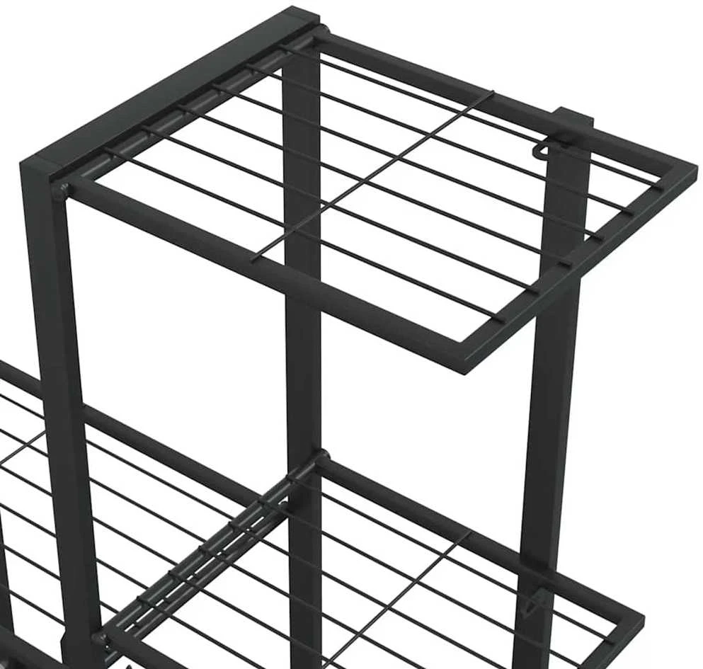 Stovas augalams su ratukais, juodas, 94,5x25x92,5cm, metalas