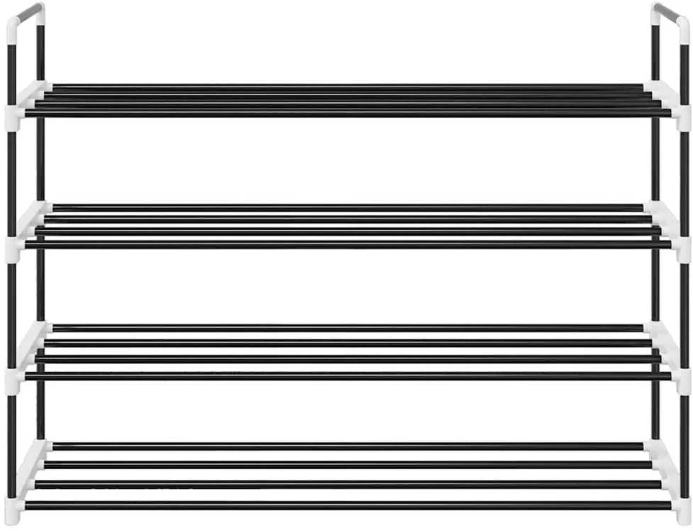 Stovas batams, 4 lentynos, metalas ir plastikas, juodas