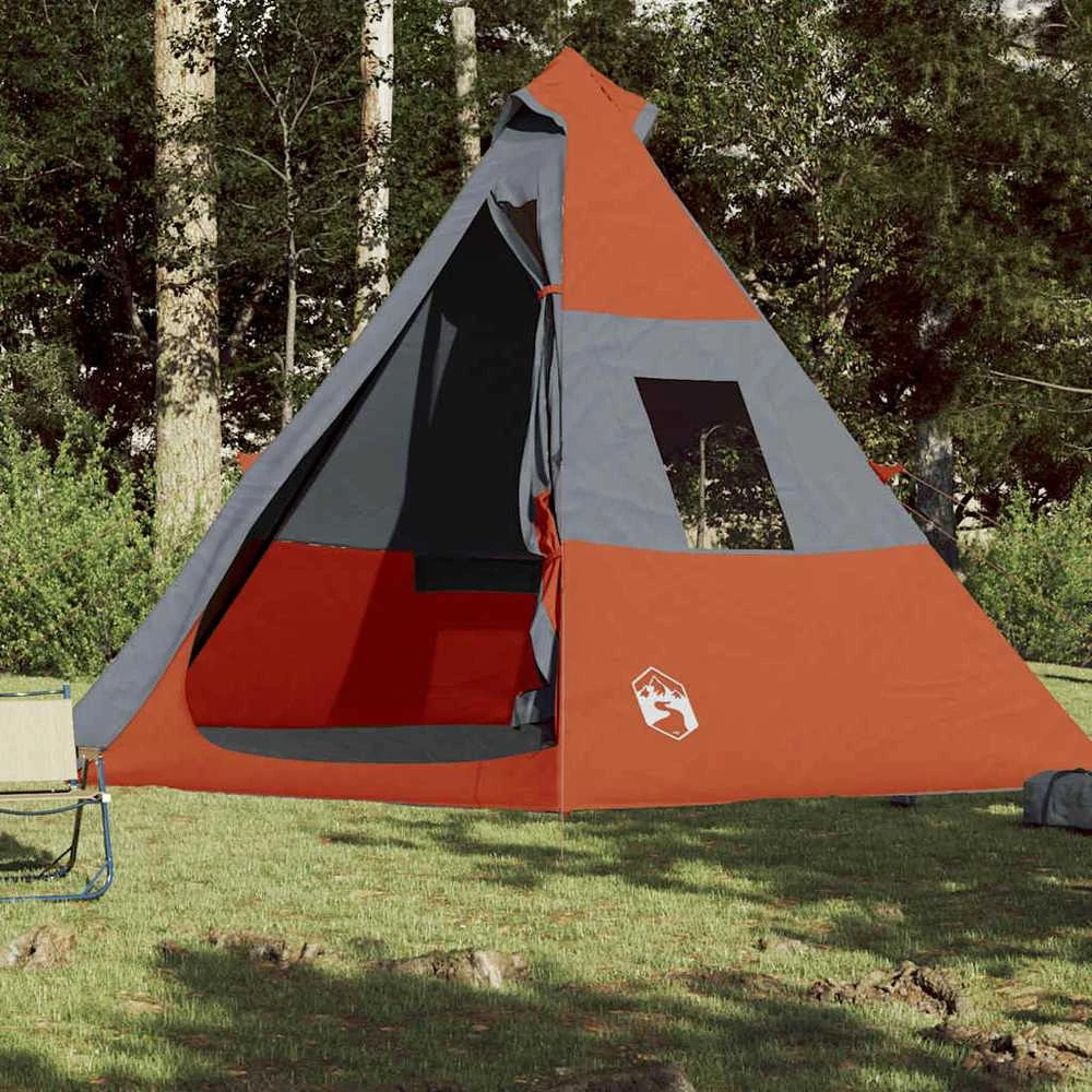 Stovyklavimo palapinė, oranžinė, septynvietė, tipi dizaino