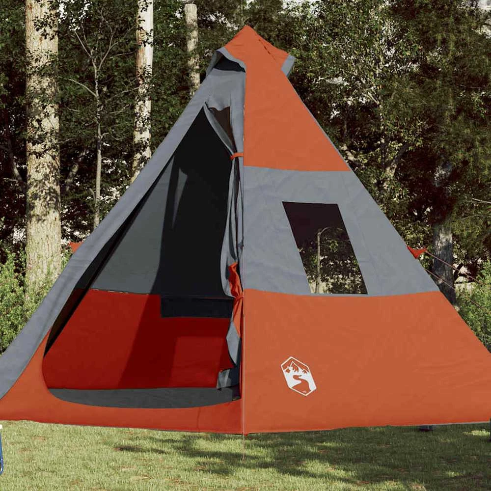Stovyklavimo palapinė, oranžinė, septynvietė, tipi dizaino