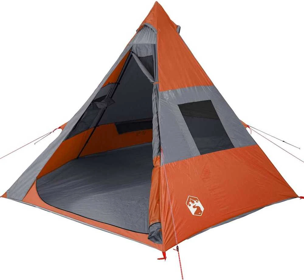 Stovyklavimo palapinė, oranžinė, septynvietė, tipi dizaino