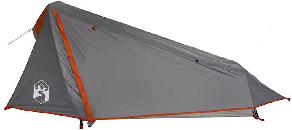 Stovyklavimo palapinė, pilka ir oranžinė, vienvietė, tunelinė