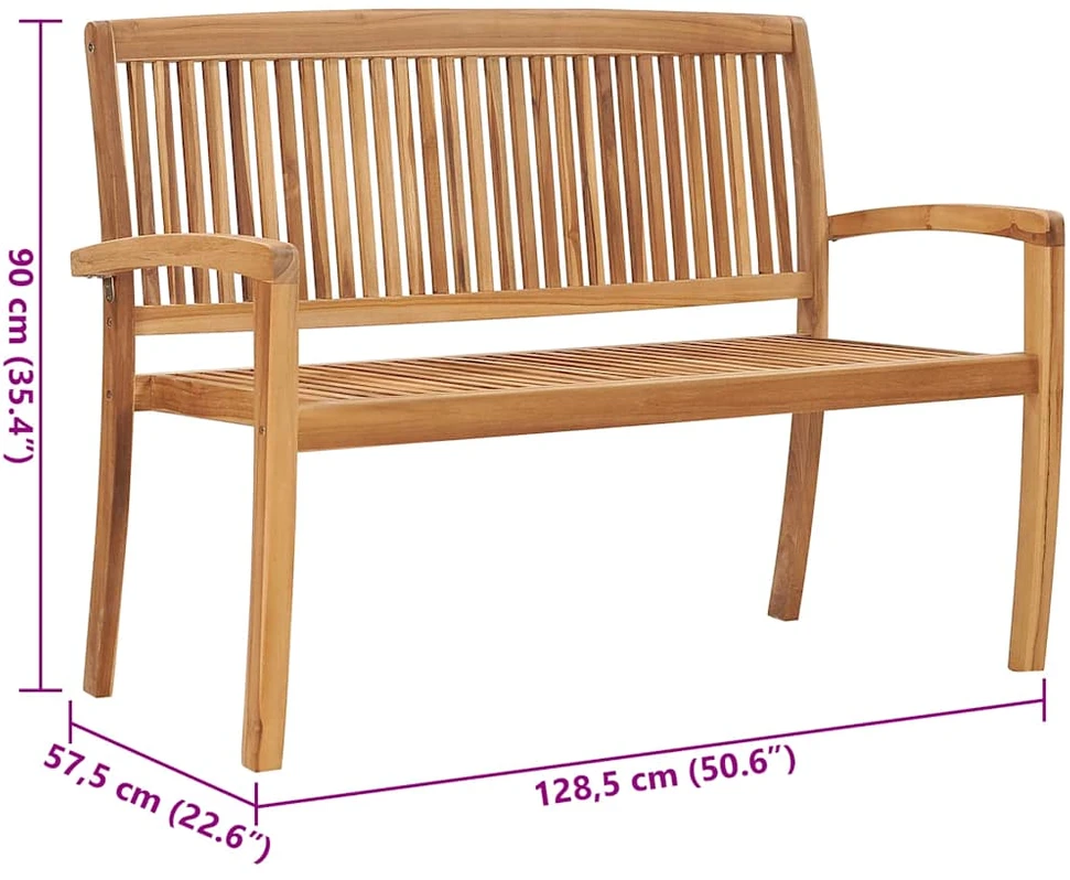 Sudedamas sodo suoliukas su pagalvėle, 128,5cm, tikmedis