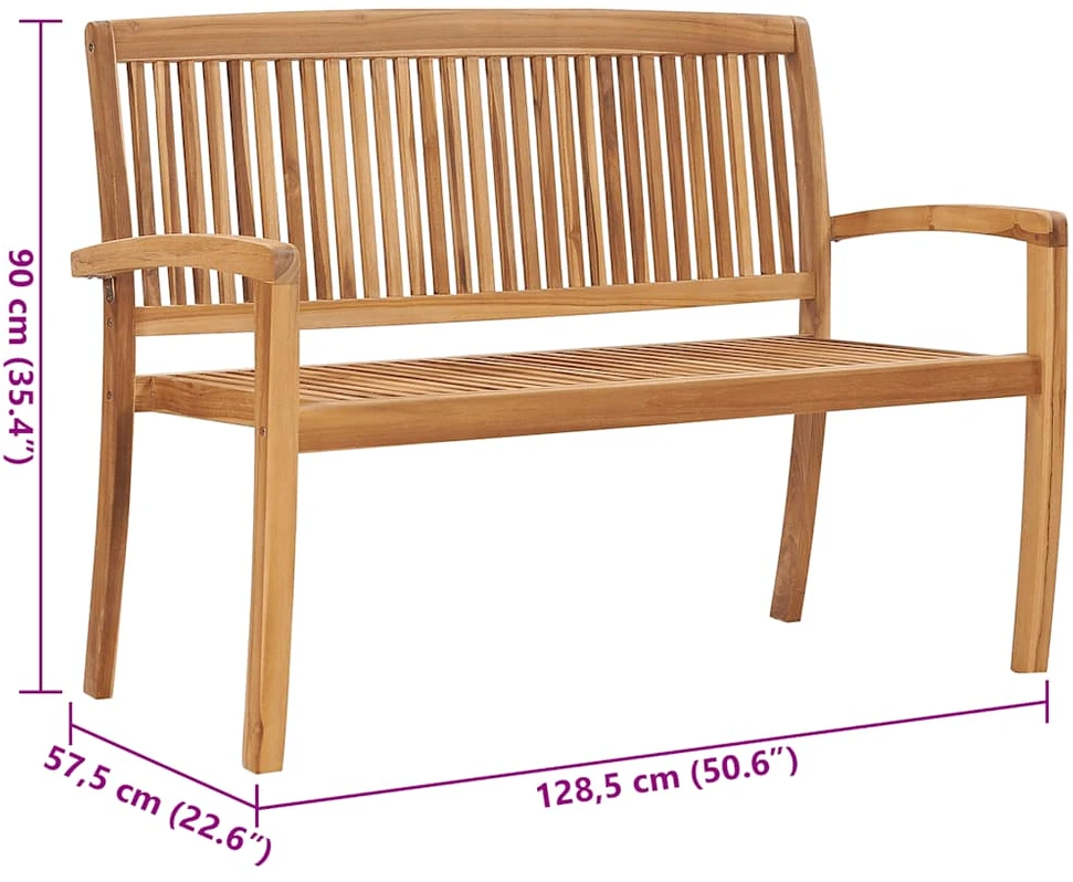 Sudedamas sodo suoliukas su pagalvėle, 128,5cm, tikmedis