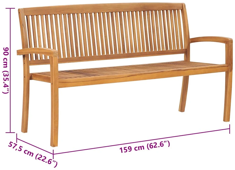 Sudedamas sodo suoliukas su pagalvėle, 159 cm, tikmedis
