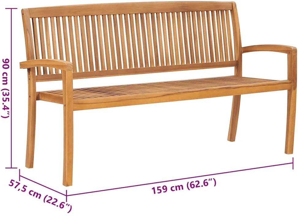 Sudedamas sodo suoliukas su pagalvėle, 159 cm, tikmedis
