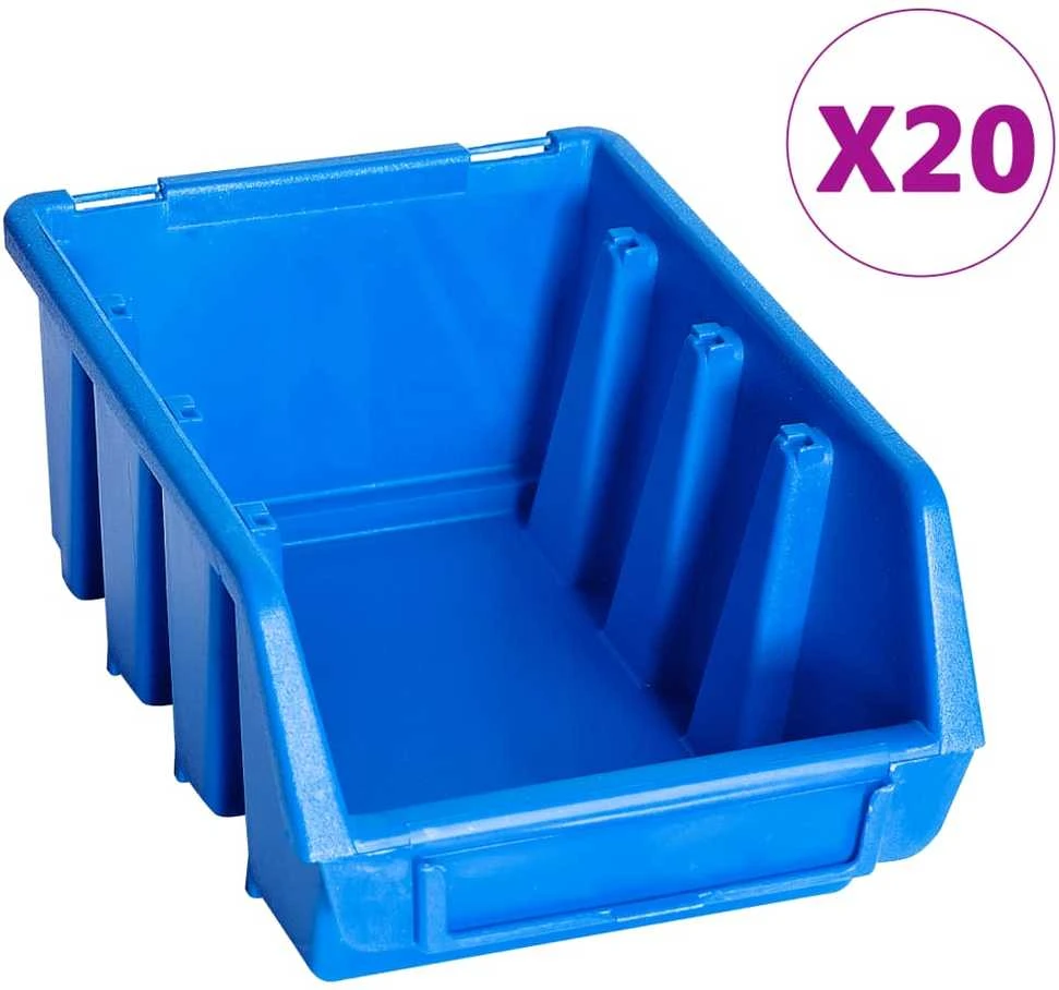 Sudedamos sandėliavimo dėžės, 20vnt., mėlynos, plastikas