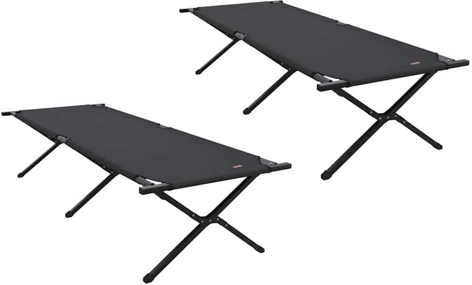 Sulankstoma Kempingo Lova 2 vnt. Juoda 210 x 80 x 46 cm
