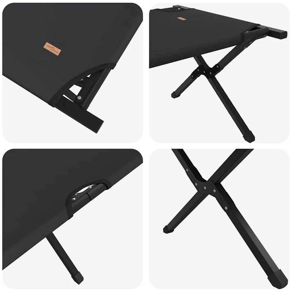 Sulankstoma Kempingo Lova Juoda 210 x 80 x 46 cm