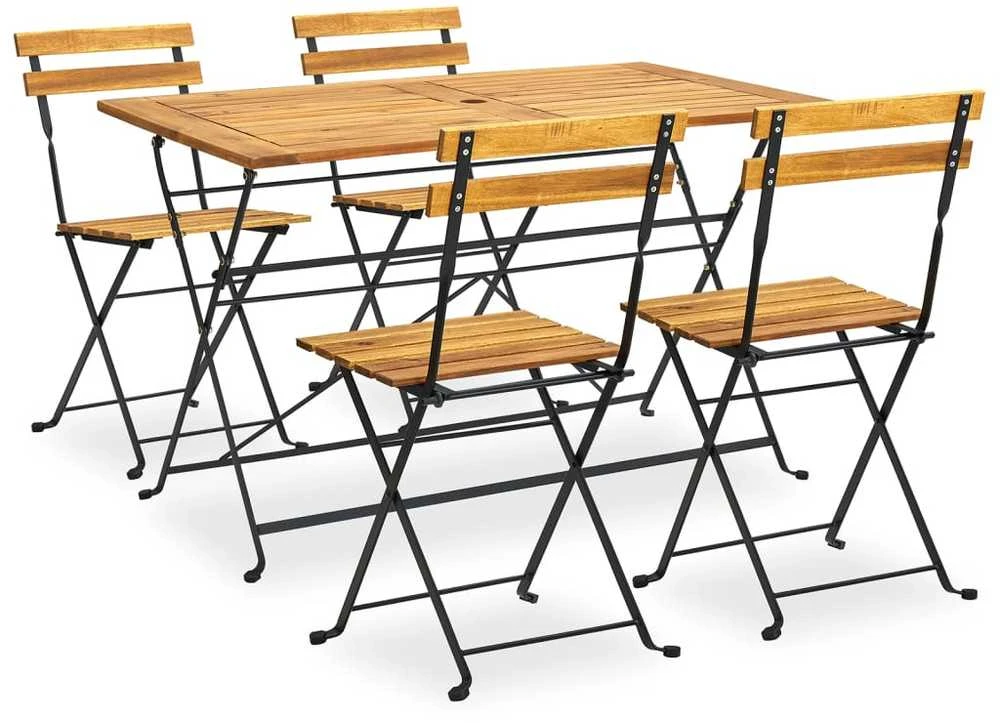 Lauko baldų komplektas Sulankstomas lauko komplektas, 5 dalių, akacijos masyvas