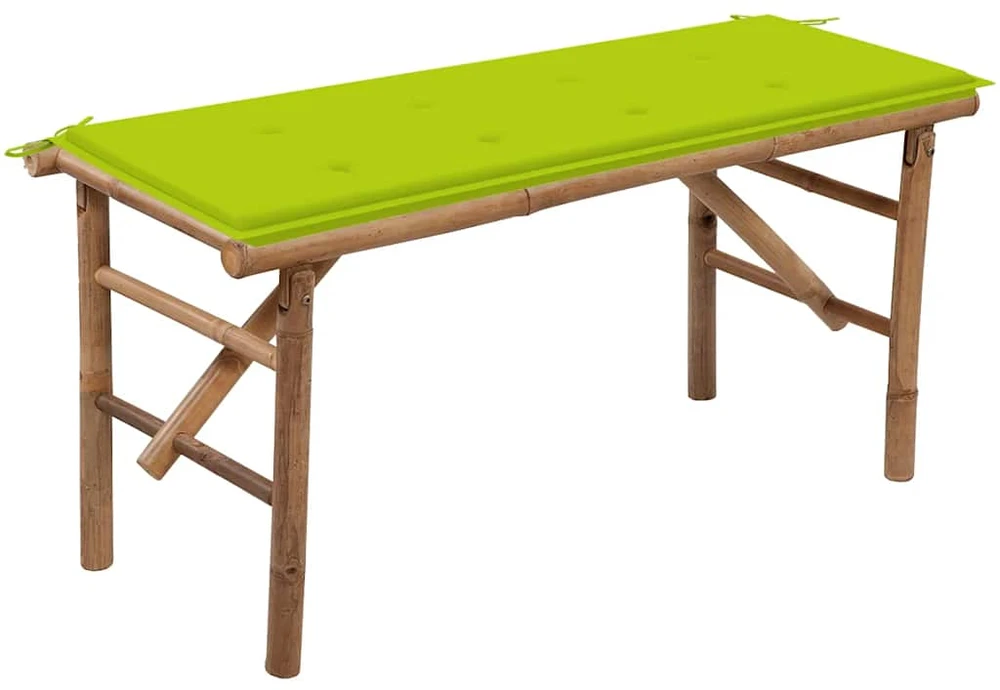 Sulankstomas sodo suoliukas su pagalvėle, 118cm, bambukas