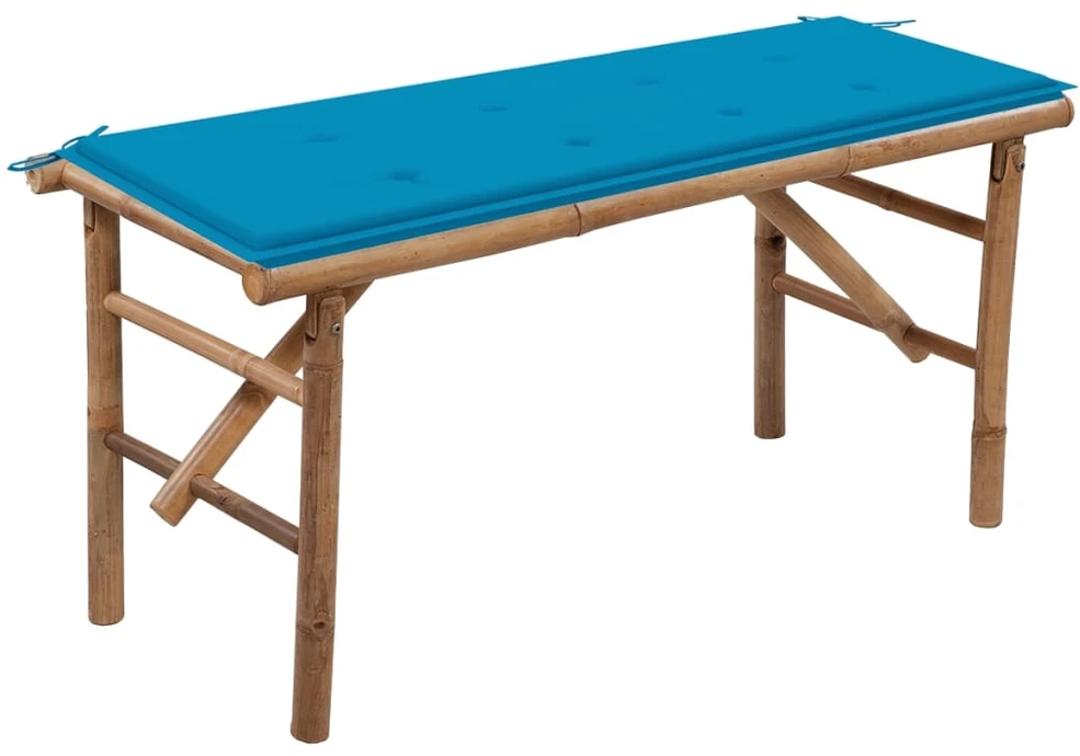 Sulankstomas sodo suoliukas su pagalvėle, 118cm, bambukas