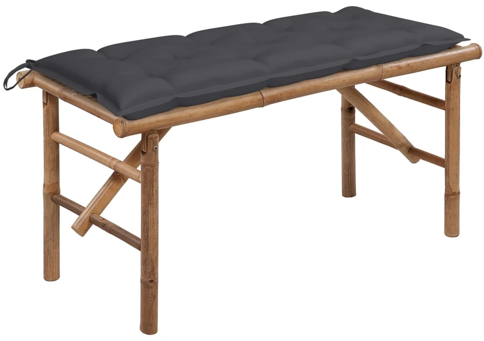 Sulankstomas sodo suoliukas su pagalvėle, 118cm, bambukas