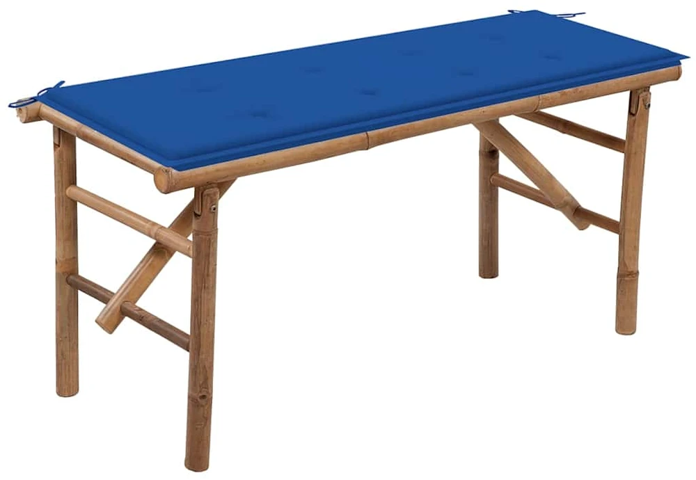 Sulankstomas sodo suoliukas su pagalvėle, 118cm, bambukas