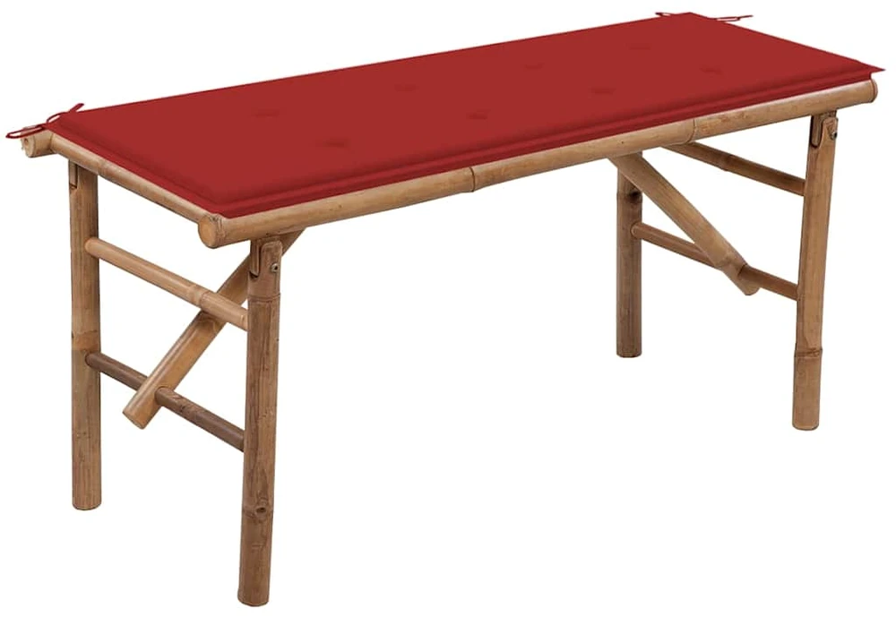 Sulankstomas sodo suoliukas su pagalvėle, 118cm, bambukas