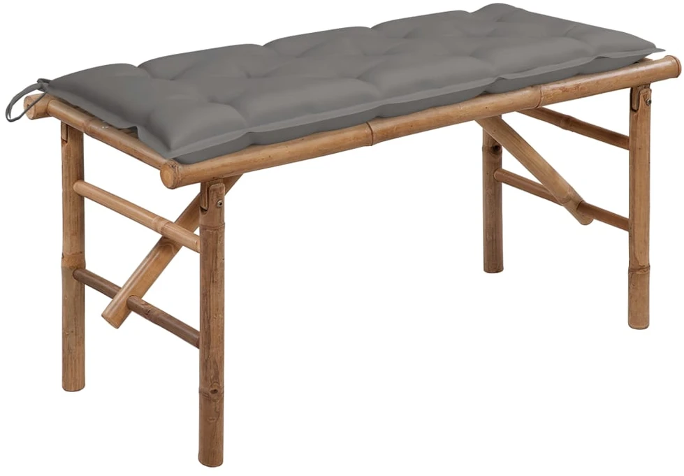 Sulankstomas sodo suoliukas su pagalvėle, 118cm, bambukas