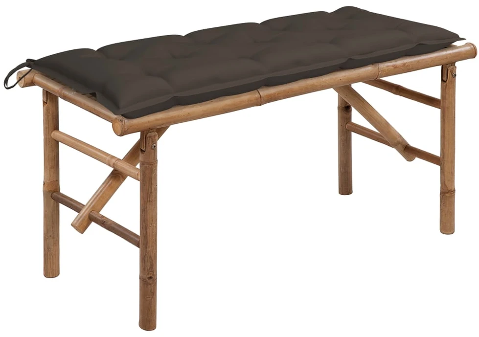 Sulankstomas sodo suoliukas su pagalvėle, 118cm, bambukas