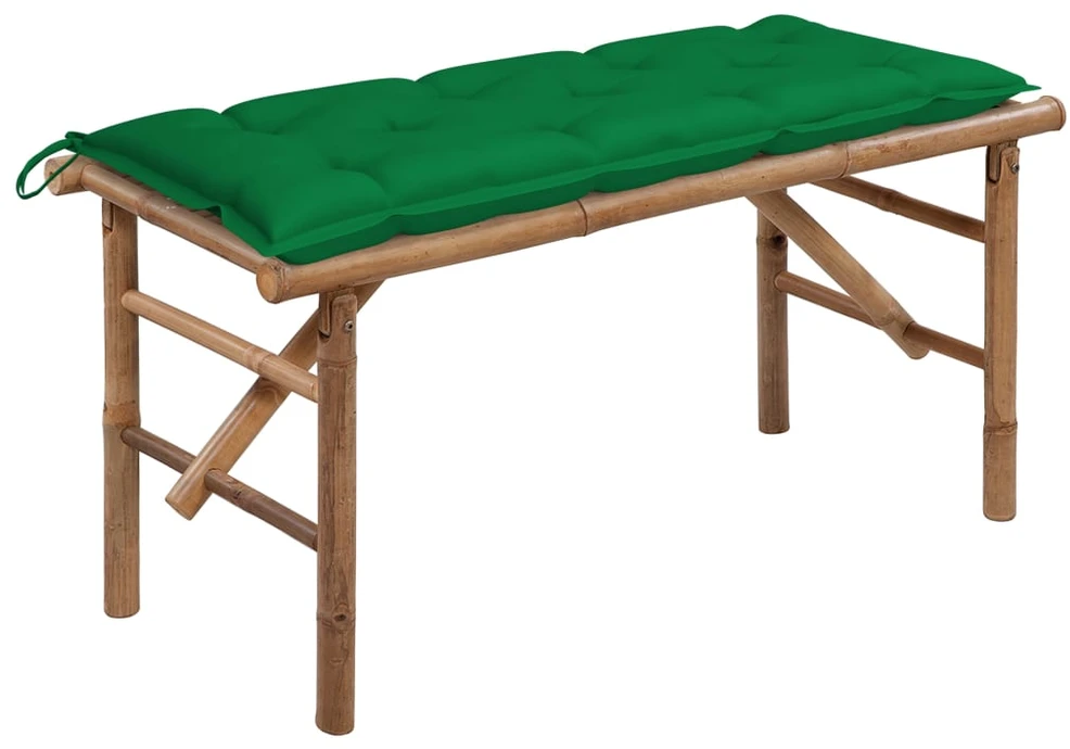 Sulankstomas sodo suoliukas su pagalvėle, 118cm, bambukas
