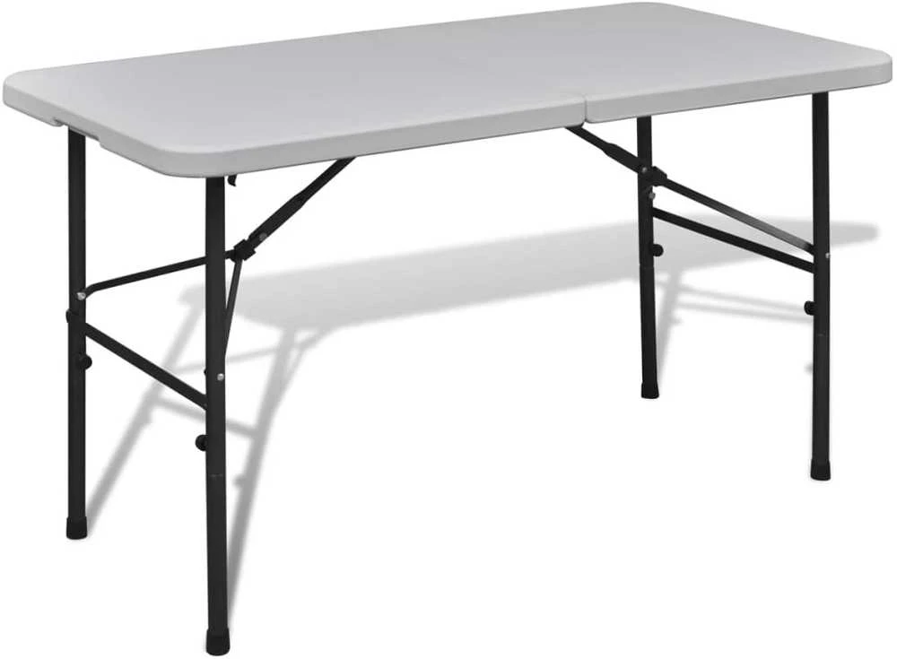 Sulankstomas sodo stalas, baltos spalvos, 122cm, HDPE