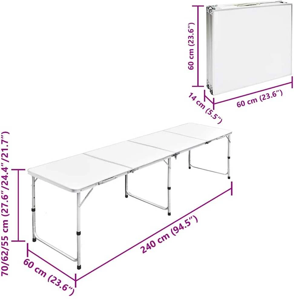 Sulankstomas Stalas Stovyklavimui iš Aliuminio 240 x 60 cm