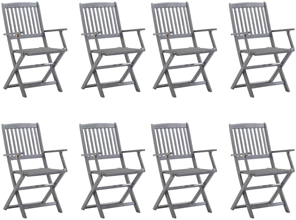 Sulankstomos lauko kėdės su pagalvėlėmis, 8vnt., akacija