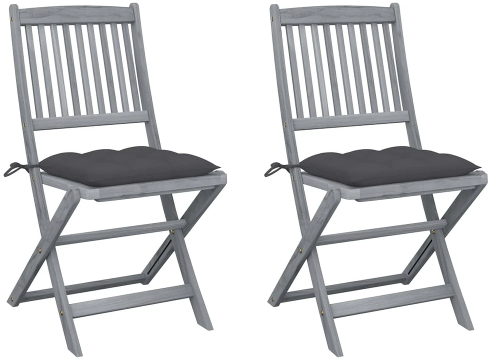Sulankstomos lauko kėdės su pagalvėmis, 2vnt., akacijos masyvas