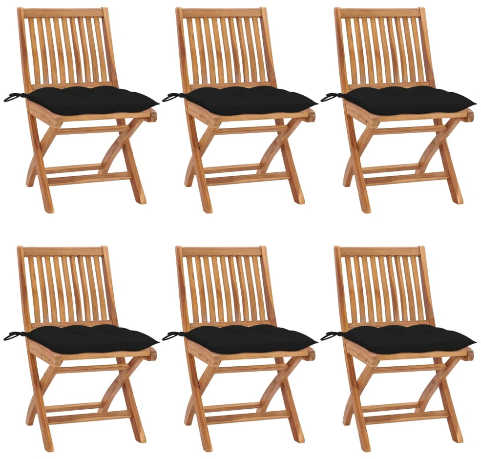 Sulankstomos sodo kėdės su pagalvėlėmis, 6vnt., tikmedis
