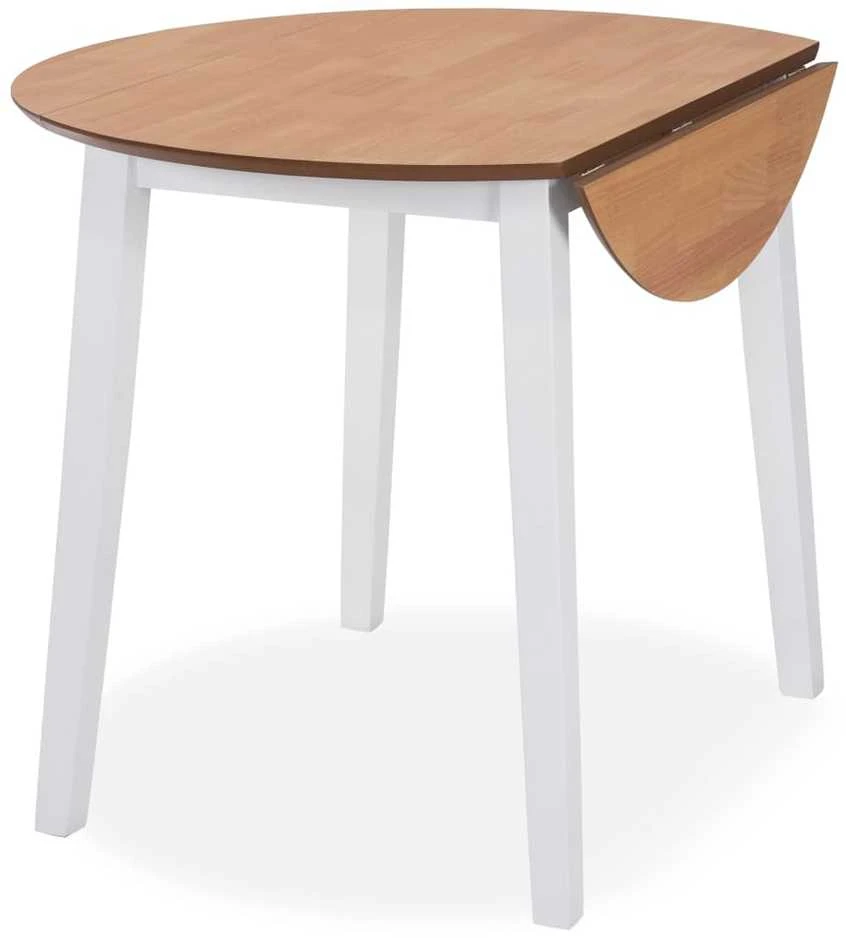 Sulenkiamas valgomojo stalas, apvalus, MDF, baltos spalvos