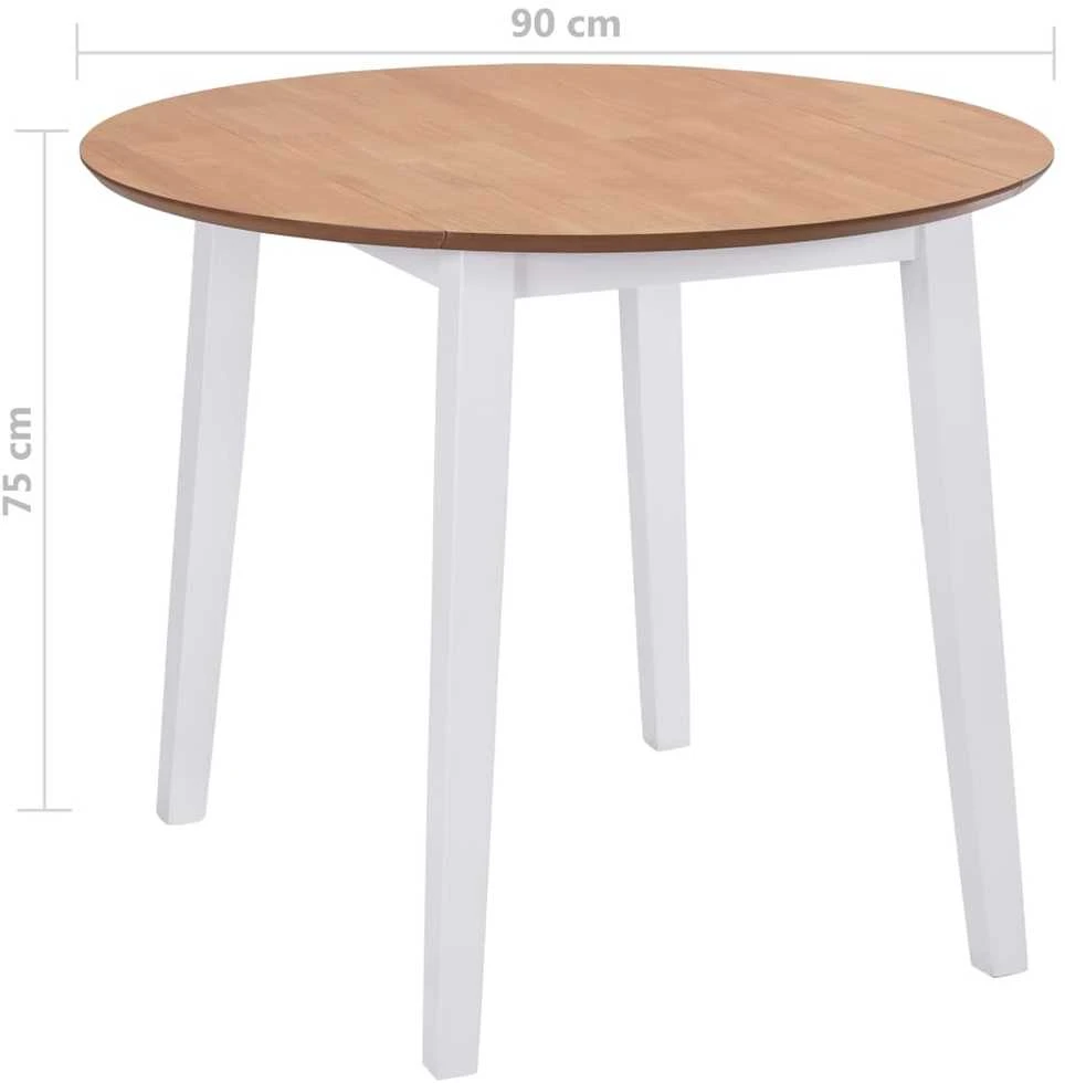 Sulenkiamas valgomojo stalas, apvalus, MDF, baltos spalvos