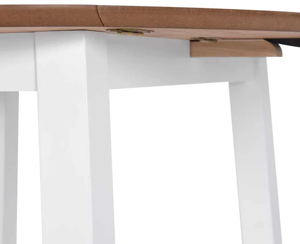 Sulenkiamas valgomojo stalas, apvalus, MDF, baltos spalvos