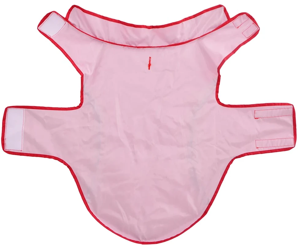 Šuns lietpaltis su šviesą atspindinčiomis juostelėmis, poliesteris, raudonas, L