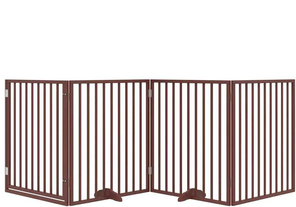 Šuns varteliai su sulankstomomis durelėmis, 4 panelės, rudi, 320 cm, tuopos mediena